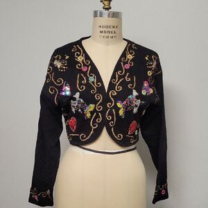Disney Vintage Black Cotton Bolero Jacket, Size M